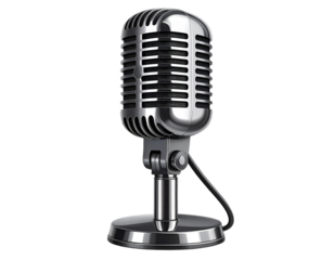 Hand Holding Shining Light Bulb with Energy Rays, Creative Concept, isolated - Classic Vintage Microphone Isolated on Transparent Background