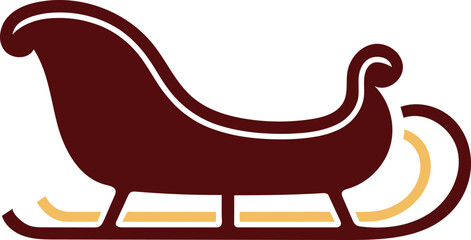 Classic Maroon Christmas Sleigh Icon: Santa's Vintage Winter Vector
