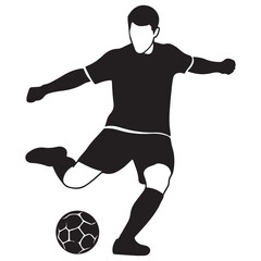 Monochromatic Vector Silhouette Graphic of Soccer Player Kicking Ball