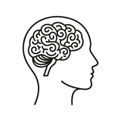 Human brain line icon vector