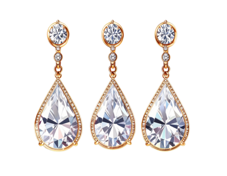 Hand Holding Shining Light Bulb with Energy Rays, Creative Concept, isolated - Elegant Triple Diamond Drop Earrings Illustration, Front View, isolated on transparent background