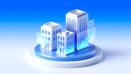 Fototapeta premium Smart city future technological business building, abstract KV main visual business PPT concept illustration