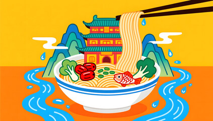 Fototapeta premium Healthy breakfast Delicious snacks Festival culture Lunch dinner food illustration