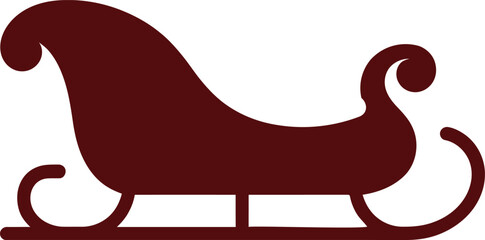 Classic Maroon Christmas Sleigh Icon: Santa's Vintage Winter Vector