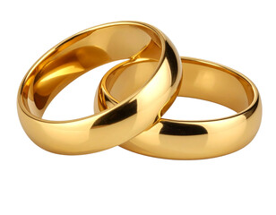 Hand Holding Shining Light Bulb with Energy Rays, Creative Concept, isolated - Golden Marriage Rings Interlocked Isolated on Transparent Background