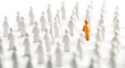 A solitary figure emerges from a crowd, illuminated in vibrant hues. This photo evokes themes of individuality. ..Created with Generative AI, not depicting real subjects.