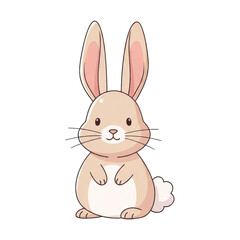 Cute cartoon bunny rabbit illustration with white belly and fluffy tail