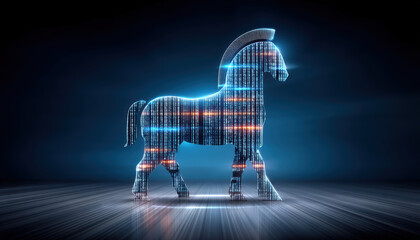Phishing concept cybersecurity trojan horse digital code data breach network threat malware illusion