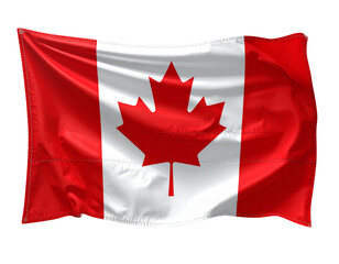 Hand Holding Shining Light Bulb with Energy Rays, Creative Concept, isolated - Waving Canadian Flag with Realistic Fabric Texture, isolated on transparent background