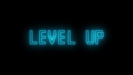 level up neon bright text font colorful 4k video animation. Neon level up sign and upper Level . next Level text animation. next level neon Infinite loop able. - Powered by Adobe
