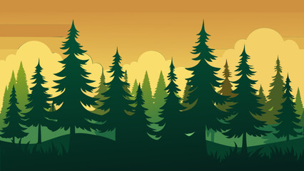 Dark fir tree woodland vector background
