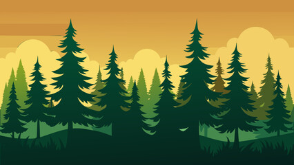 Evergreen pine tree border nature vector design