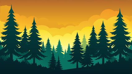 Fir tree forest border silhouette isolated vector illustration