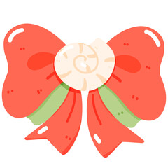 Shell Ribbon Bow Christmas Clipart – Pastel Coastal Holiday PNG for Festive Decor and Design