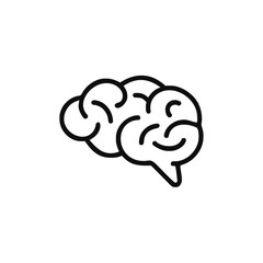Human brain vector icon illustration, brain symbol in line style isolated on white background,