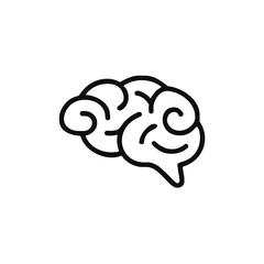 Human brain vector icon illustration, brain symbol in line style isolated on white background,