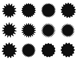 Set of sale sticker, price tag, quality mark, Black icons on white background, vector Illustration