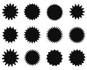 Set of sale sticker, price tag, quality mark, Black icons on white background, vector Illustration