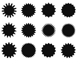 Set of sale sticker, price tag, quality mark, Black icons on white background, vector Illustration