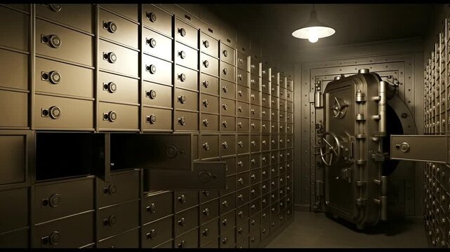 Exploring a Bank Vault: Opening Safe Deposit Boxes and Secure Storage Concepts Depicted