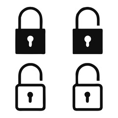 Padlock icon, lock and unlock symbol, security sign, vector Illustration
