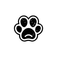 Dog or cat footprint vector icon illustration, animal paw print isolated on white background