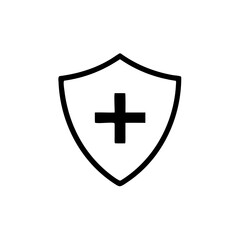 Obraz premium Immune system icon design template. Medical cross in the shield. Vector Illustration