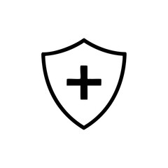 Immune system icon design template. Medical cross in the shield. Vector Illustration