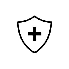 Immune system icon design template. Medical cross in the shield. Vector Illustration