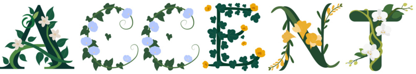 ACCENT, Elegant Floral Alphabet Wall Art