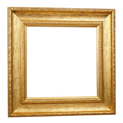 Elegant golden picture frame isolated on transparent background
