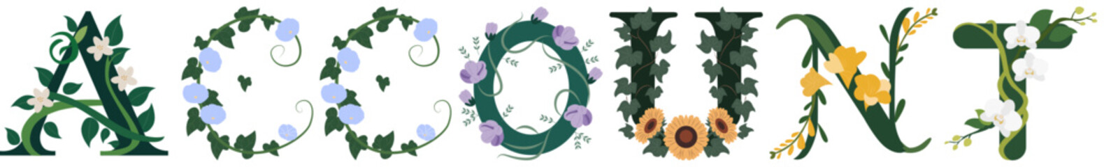 ACCOUNT, Floral Letter Monogram Wall Print