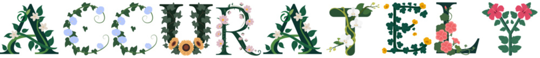 ACCURATELY, Floral Alphabet Vector Print Art