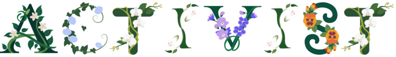 ACTIVIST, Elegant Botanical Letter Illustration