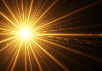 Fototapeta premium Gold light rays effect background, star, dark, fantasy, sunlight, vibrant, sun, gold,