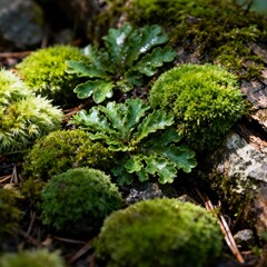 green moss on the rocks
