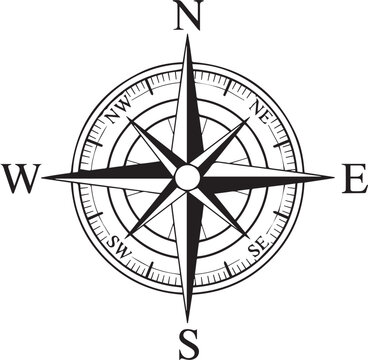 Classic Compass Rose Nautical Navigation Tool.