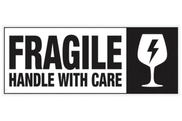 Handle with care fragile package label for shipping safety