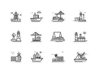 Harbor Line Art Boats Resting By Shore