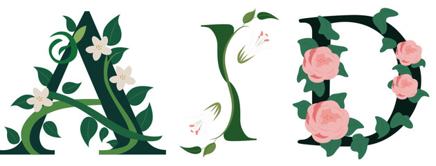 AID, Artistic Botanical Letter Vector Art