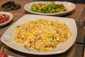 Chinese style food. Egg fried rice