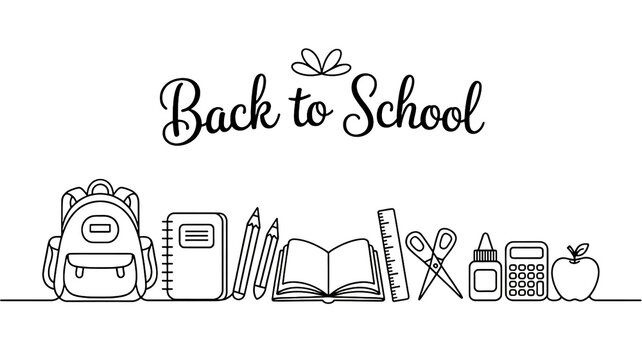 Back to school design featuring supplies and text elements
