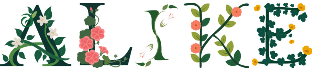ALIKE, Floral Letter Vector Typography Art