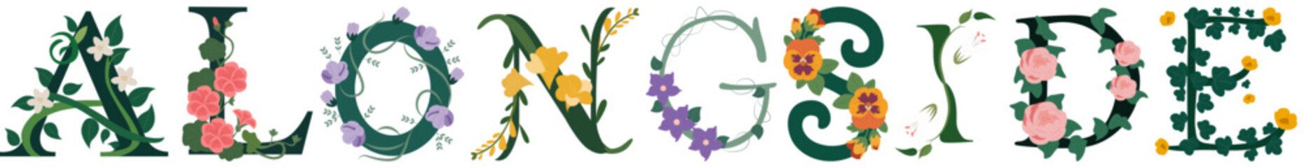 ALONGSIDE, Decorative Floral Typography Alphabet
