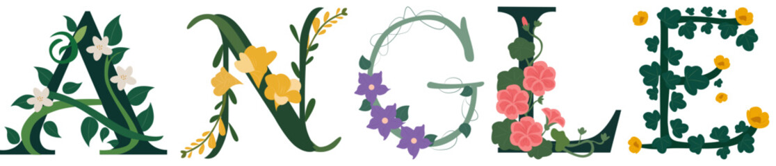 ANGLE, Floral Alphabet Monogram Art Vector