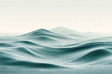 Teal, smooth ocean wave hills, soft, bright, minimal