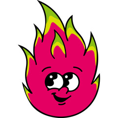 Cute Dragon Fruit Cartoon Characters