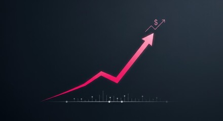 Financial growth concept represented by an ascending arrow and a dollar sign