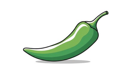 Cartoon illustration of a vibrant green jalape?o pepper, isolated on white