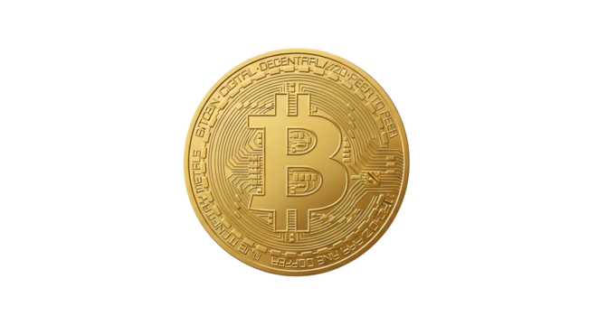 Bitcoin on Transparent Background – Blockchain Technology and Cryptocurrency Concept for Digital Economy